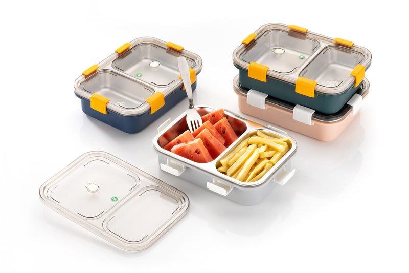 Brand Conquer Lunch Box Leak-Proof BPA Free Stainless Steel for School, Lunch Box for School & Office with a Fork, a Spoon and a Pair of Chopsticks (Green, 2 Compartment) - Image 5