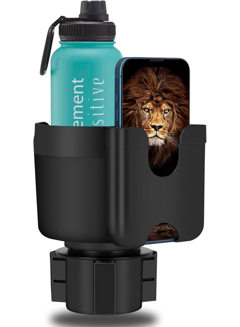 Car Cup Holder Expander Adapter (Adjustable) with Phone Holder Holds Most Car Cup Holder and Phones, Compatible with Large 32/40 oz Bottles, Big Drinks, Mugs - Image 1