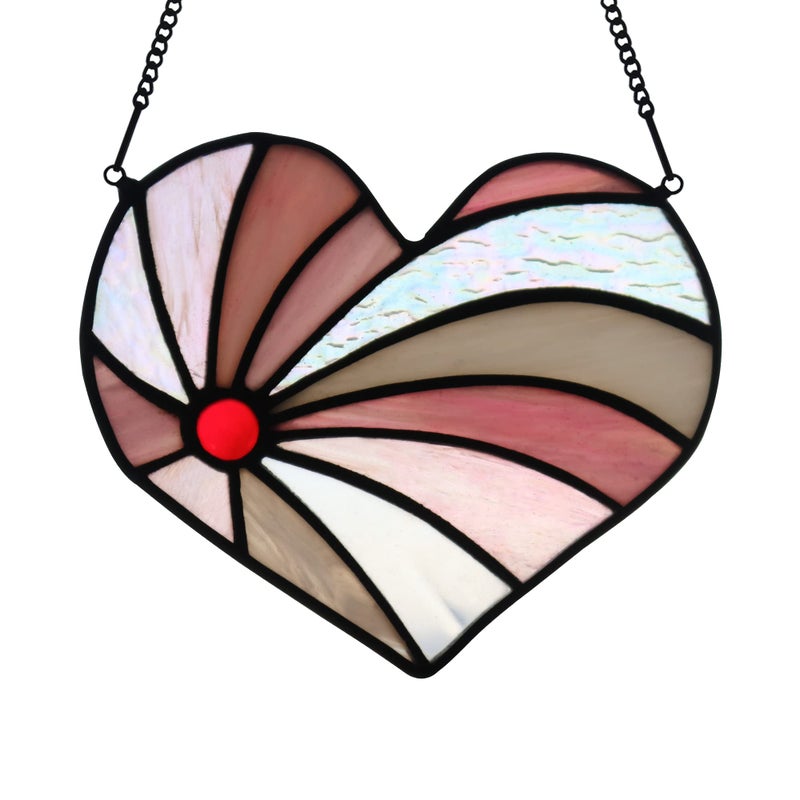 Gift for Mom Heart Suncatcher Stained Glass Window Hangings Heart Shaped Birthday Gift for Grandma Aunt Sister Parents for Women Couple Annivesary Wedding Gifts