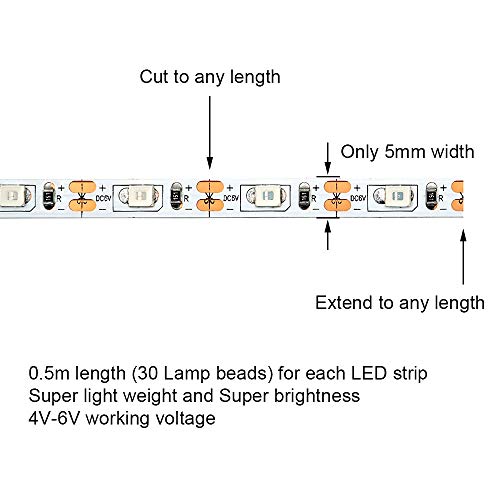 elechawk LED Light Strip for RC Fixed Wing Airplane Flying Wing Plane AR Wing Drone Model Car Truck (Ice Blue) - Image 4