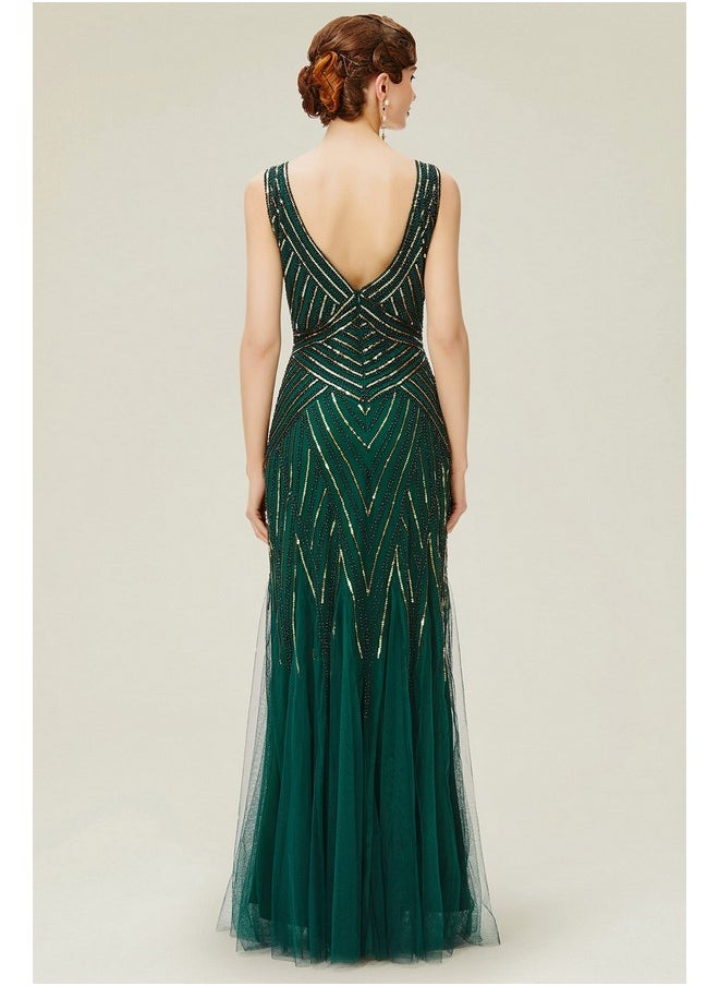 BABEYOND Women's Flapper Dress 1920s V-Neck Evening Gown Sequin Beaded Maxi Dress for Wedding Green Gold - pzsku/ZE43762D7CF7B785352B2Z/45/_/1740982754/5674a6eb-40c8-4a80-94bf-9025b0c7be12