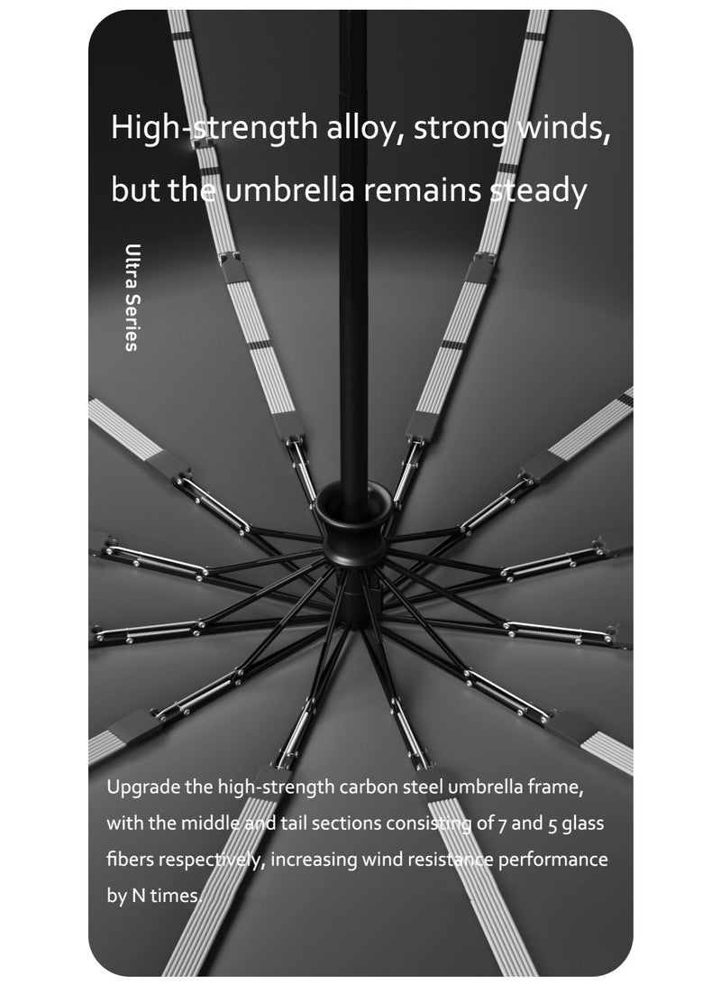 BAODINI Fully automatic umbrella, one click retractable, enlarged, thickened, reinforced, men's and women's high-end rain and rain dual-use three fold retractable umbrella - Image 5