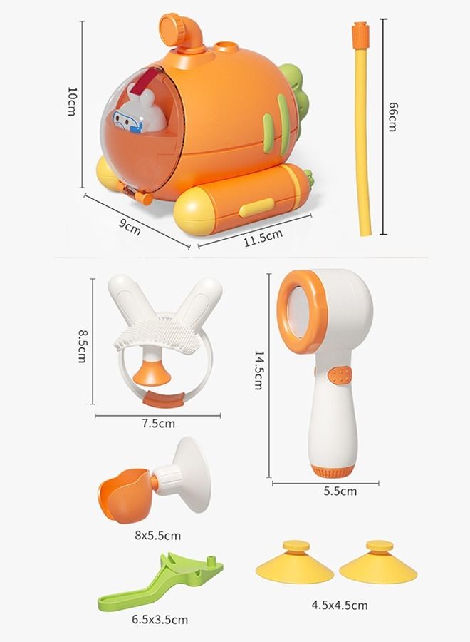 Carrot Shape Bath Toys for Toddlers Cute Baby Bath Toy with 1 Spraying Bath Shower 2 Suckers 1  baby Teether Toddler  Make Baby Love Bathtime Fun Bath Toys for Kids - Image 4