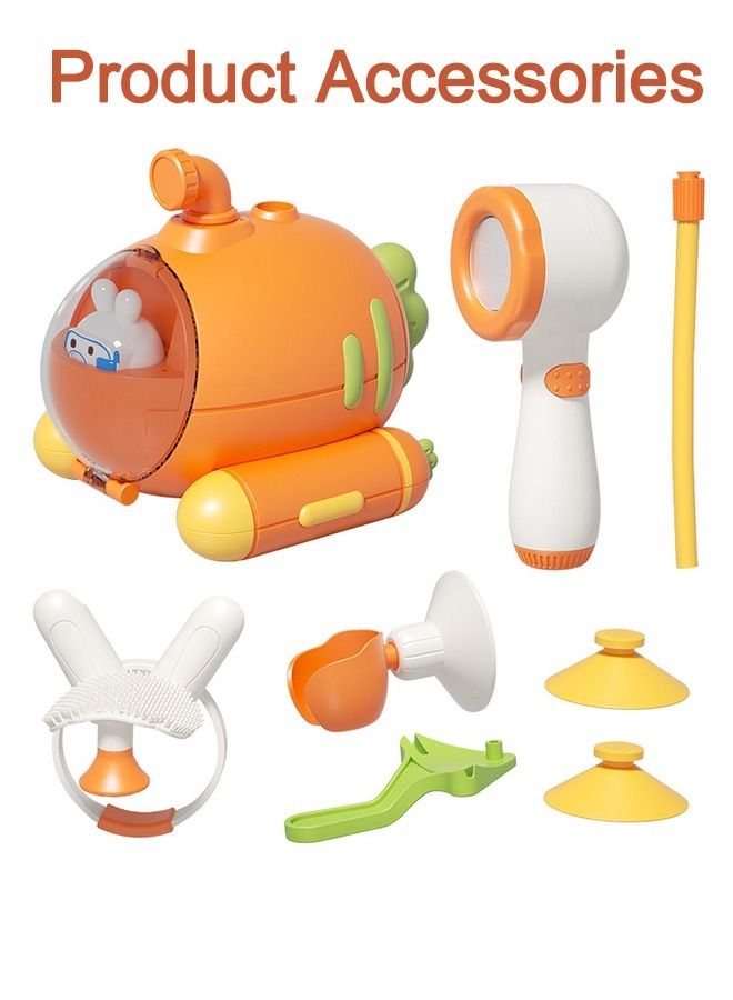Carrot Shape Bath Toys for Toddlers Cute Baby Bath Toy with 1 Spraying Bath Shower 2 Suckers 1  baby Teether Toddler  Make Baby Love Bathtime Fun Bath Toys for Kids - Image 5