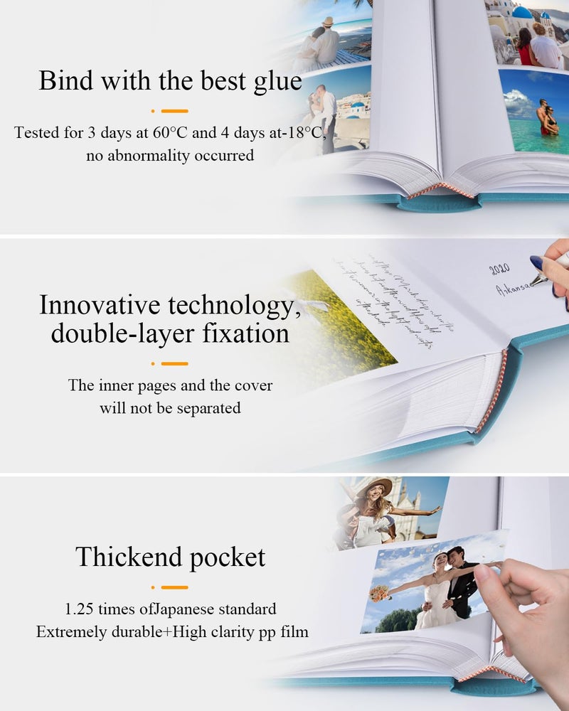 1دوتس ألبوم الصور 4x6 ، عقد 402 صورًا مع مذكرة Slip-in Pockets Book Book Cover Cover Photo Photo Photo Photo Abums مع مساحة للكتابة لعائلة الزفاف - Image 2