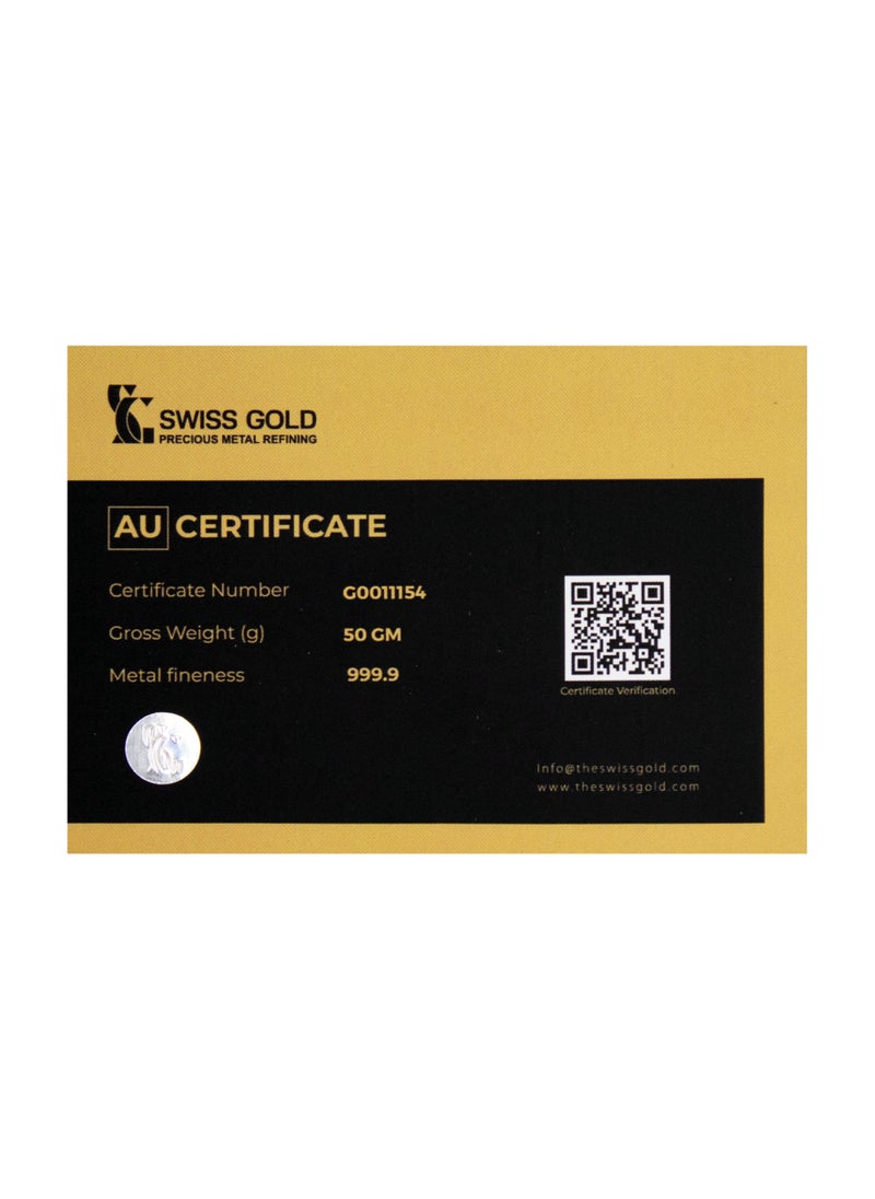 Swiss gold - 999.9 SwissGold Minted Bar 24KT - 50 grams - Image 1