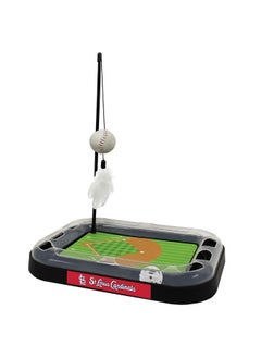 Cat Scratching Toy MLB ST. LOUIS CARDINALS Baseball Field Cat Scratcher Toy with Interactive Cat Ball Bell in Tracks. 5-in-1 CAT TOY: Cat Wand Poll with CATNIP FILLED Plush Baseball & Feathers.