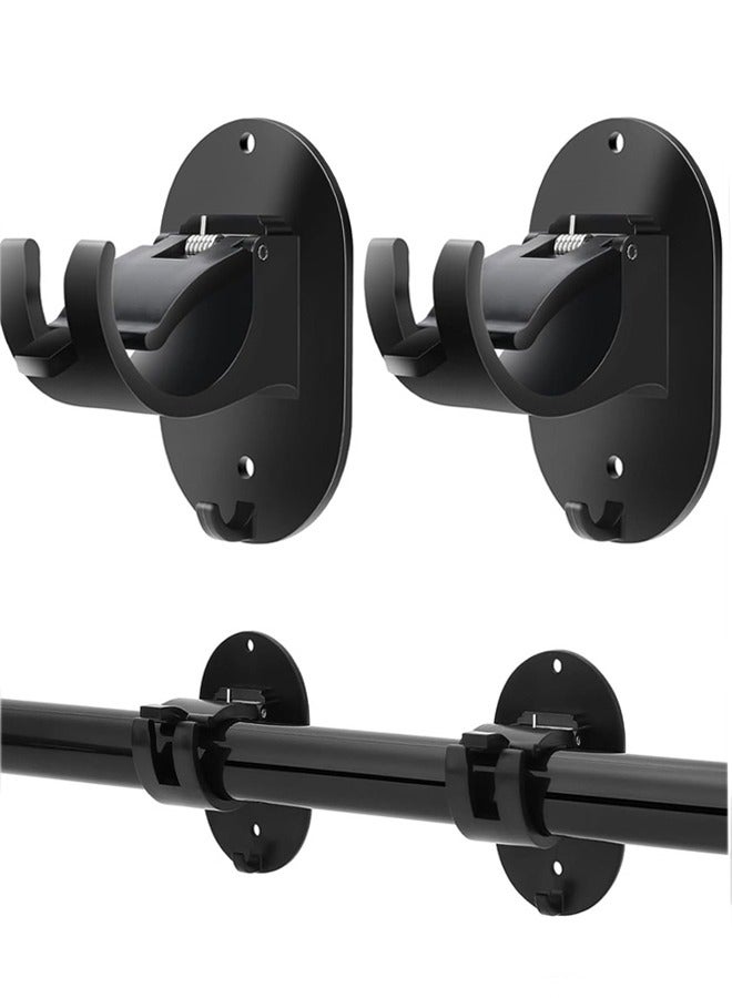 Curtain Rod, No Drill Curtain Rod Brackets, 2 Pack Self Adhesive Curtain Rod Holders Curtain Rods No Drilling Hooks, Adjustable Drillless Curtain Rod Holder for Bathroom Kitchen Home and Hotel