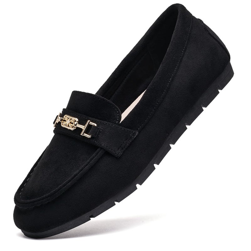 DeYashopin Womens Loafer Shoes Leisure Slip On Work Shoes Comfort Walking Flats Black Velvet 8