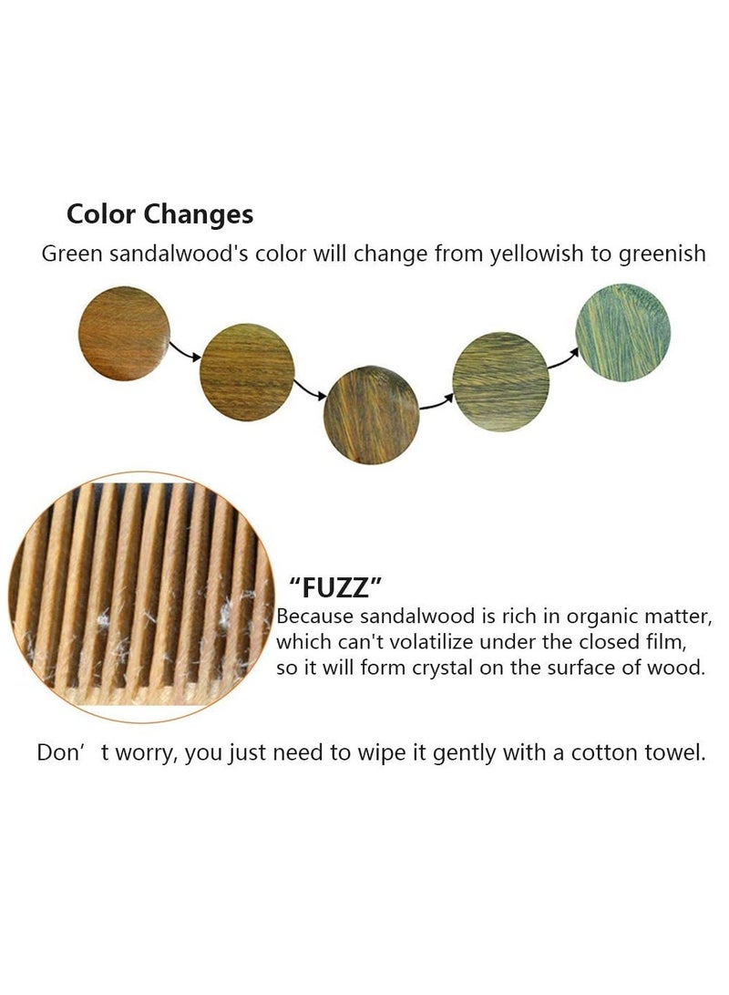 بونيتو مشط شعر الأسنان العريض من الخشب الطبيعي ، بدون اختيار شعر خشب الصندل الأخضر الثابت ، مشط تدليك ميريديان مضاد للكهرباء الساكنة - Image 4