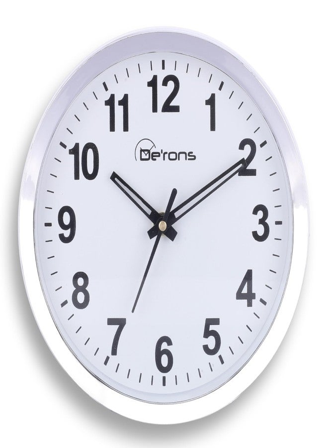 De'rons De’rons Plastic Quartz Wall Clock Watch for Home Kitchen Bedroom Hall Living Room Office (20 x 4.3 x 20 cm, Silver Ring, DC-101) - Image 1