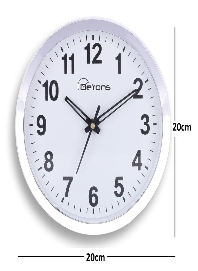 De'rons De’rons Plastic Quartz Wall Clock Watch for Home Kitchen Bedroom Hall Living Room Office (20 x 4.3 x 20 cm, Silver Ring, DC-101) - Image 3