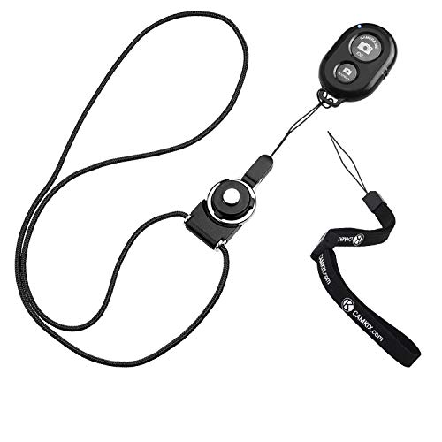CamKix Camera Shutter Remote Control With Bluetooth® Wireless Technology, Black - Wrist Strap + Lanyard (Detachable Ring Mount) - Capture Pictures/Video Wirelessly up to 30 ft (10 m) on iPhone/Android - Image 1