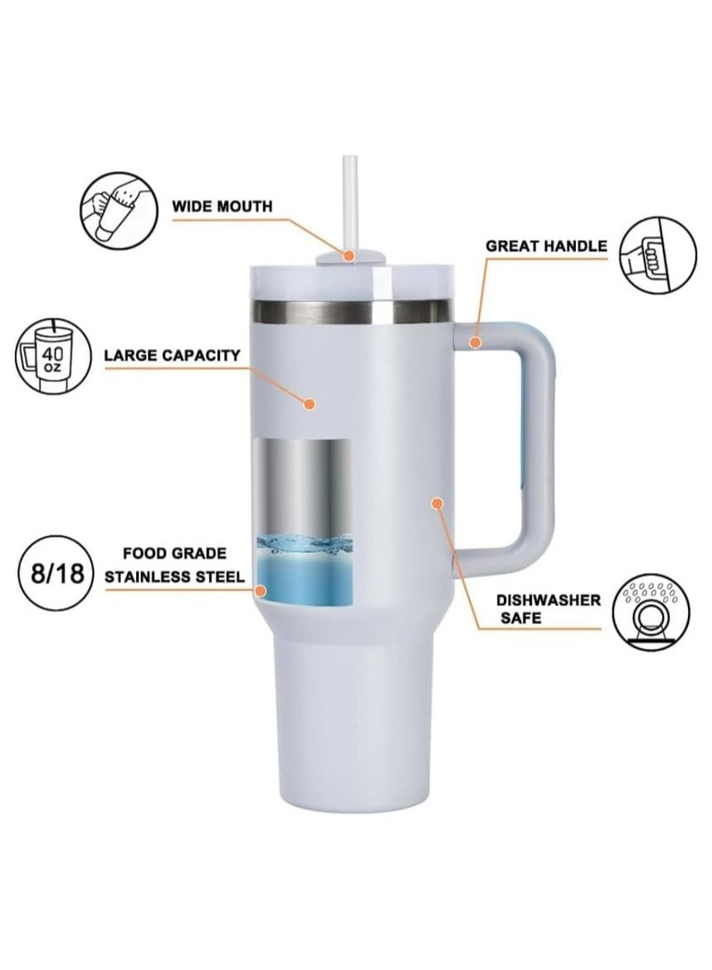 RIYAD GADGETS 1200ml Tumbler Leak-Proof Coffee Mug with Handle, Straw, and Stanley Cup-like Design Grey - Image 2