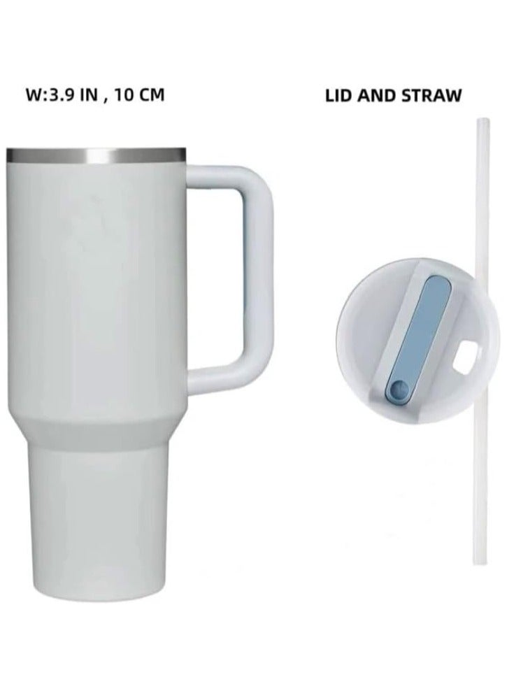 RIYAD GADGETS 1200ml Tumbler Leak-Proof Coffee Mug with Handle, Straw, and Stanley Cup-like Design Grey - Image 5