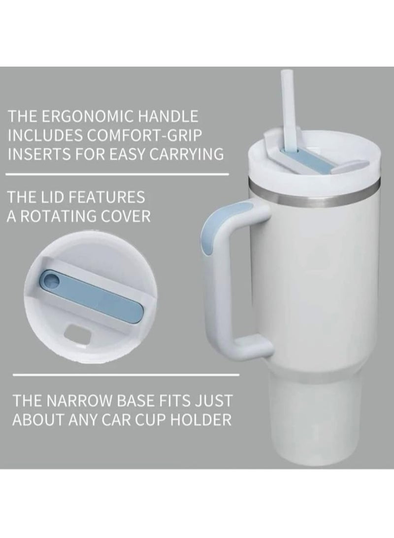 RIYAD GADGETS 1200ml Tumbler Leak-Proof Coffee Mug with Handle, Straw, and Stanley Cup-like Design Grey - Image 4