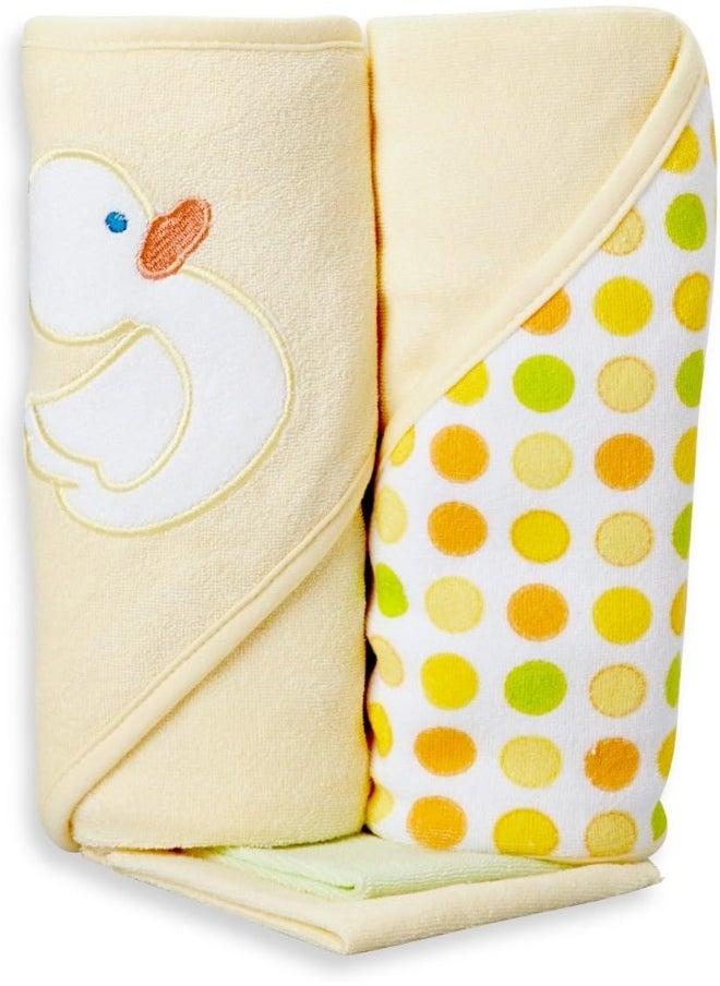 Spasilk Spasilk Hooded Terry Bath Towel with Washcloths, Duck Yellow, 2-Count  - Image 1
