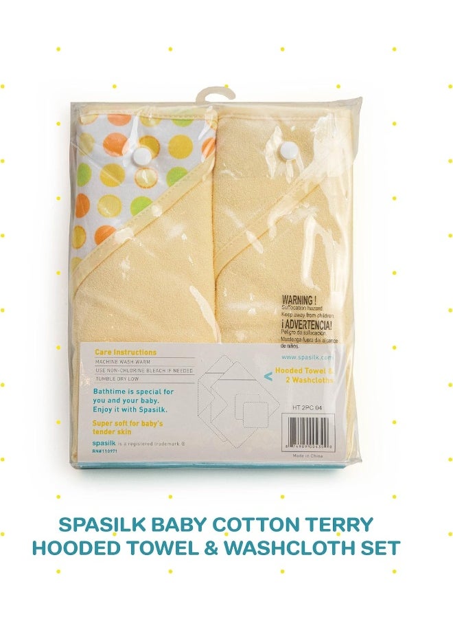 Spasilk Spasilk Hooded Terry Bath Towel with Washcloths, Duck Yellow, 2-Count  - Image 4