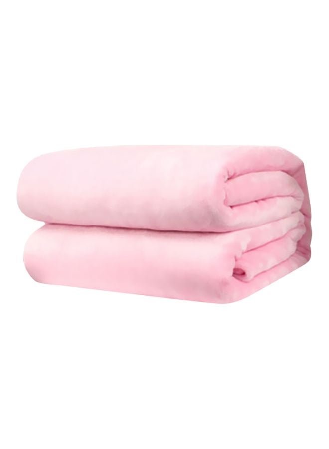 NIBEMINENT Solid Flannel Blanket flannel Pink 200x230cm - Image 1