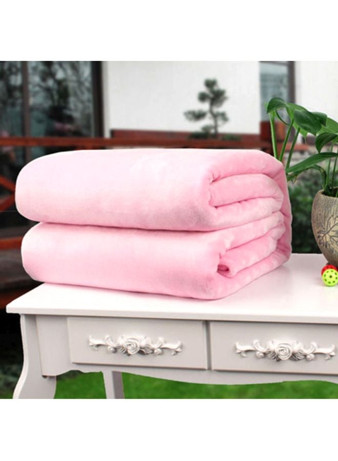 NIBEMINENT Solid Flannel Blanket flannel Pink 200x230cm - Image 2