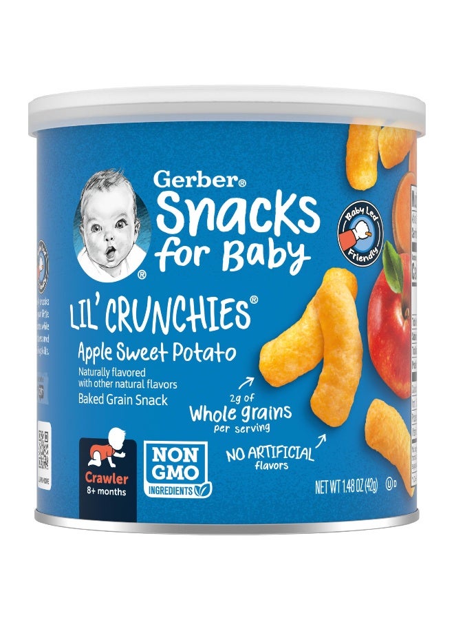 Gerber Gerber, Snacks for Baby, Lil' Crunchies, Baked Grain Snack, 8+ Months, Apple Sweet Potato, 1.48 oz (42 g)  - Image 1