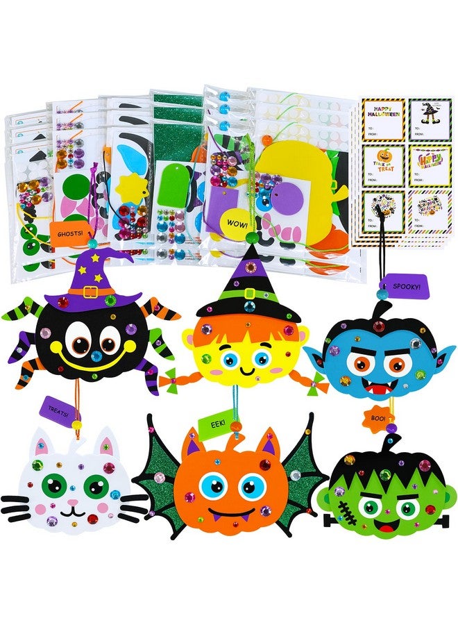 Winlyn 24 Sets Halloween Craft Kits - Fall Autumn Kids DIY Spider Bat Witch Pumpkin Foam Stickers - Arts and Crafts for Kids Classroom Activities Art Project Party Favors - Image 1