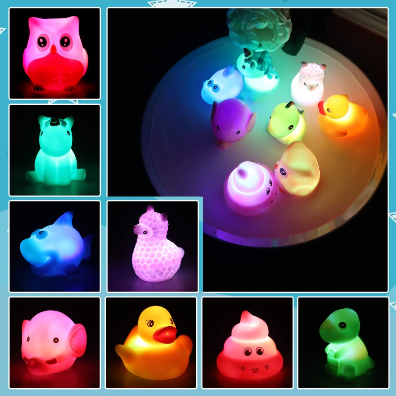 Lictin Light Up Baby Bath Toys - 8 Pcs Flashing Color Bathtub Toys Set/Floating Animal Bathroom Toy, Baby Swimming Pool Toys, Early Learning Toys for Baby Infants Kids Toddler - Image 1