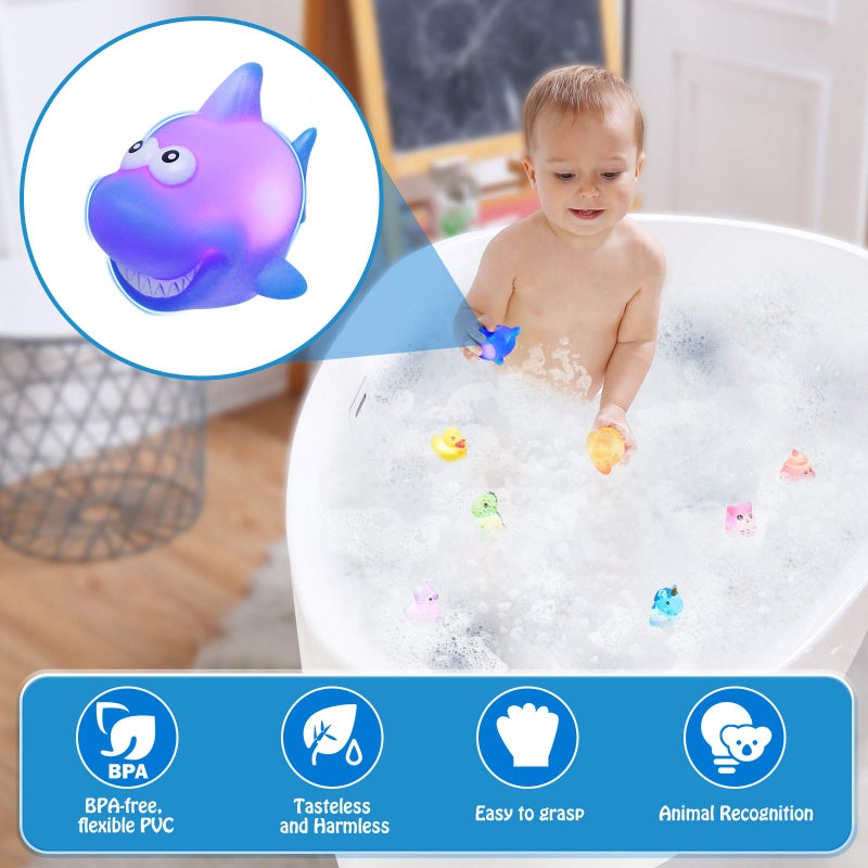 Lictin Light Up Baby Bath Toys - 8 Pcs Flashing Color Bathtub Toys Set/Floating Animal Bathroom Toy, Baby Swimming Pool Toys, Early Learning Toys for Baby Infants Kids Toddler - Image 2