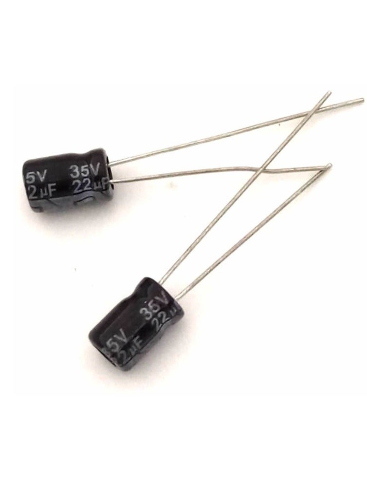 مكثفات كهربائية من الألومنيوم 22UF 35V، عبوة من 5 قطع 