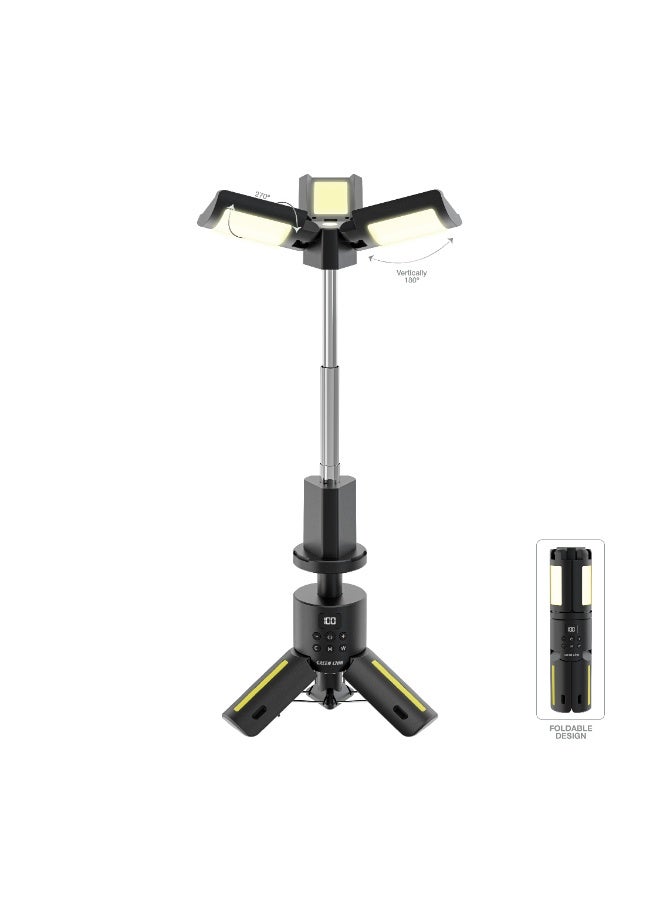 GREEN LION Trio Beam Tripod Camping Light / IP54 Water-Resistant / 1000 Lumens / Adjustable Brightness / 180 LED Lamp Beads / RGB Color Temperature / 4-80 Hours Runtime / SOS Mode / Type-C Charging - Image 1