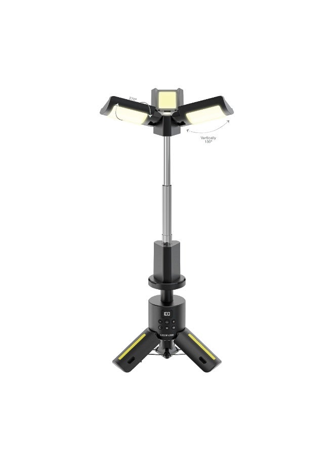 GREEN LION Trio Beam Tripod Camping Light / IP54 Water-Resistant / 1000 Lumens / Adjustable Brightness / 180 LED Lamp Beads / RGB Color Temperature / 4-80 Hours Runtime / SOS Mode / Type-C Charging - Image 2