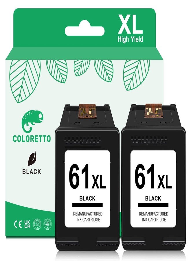 COLORETTO Remanufactured Ink Cartridge Replacement for HP 61XL 61 XL to Compatible with Envy 4500 5530 5535 Deskjet 2540 1010 Officejet 4632 4634, High Yield(2 Black 2 Pack) - Image 1