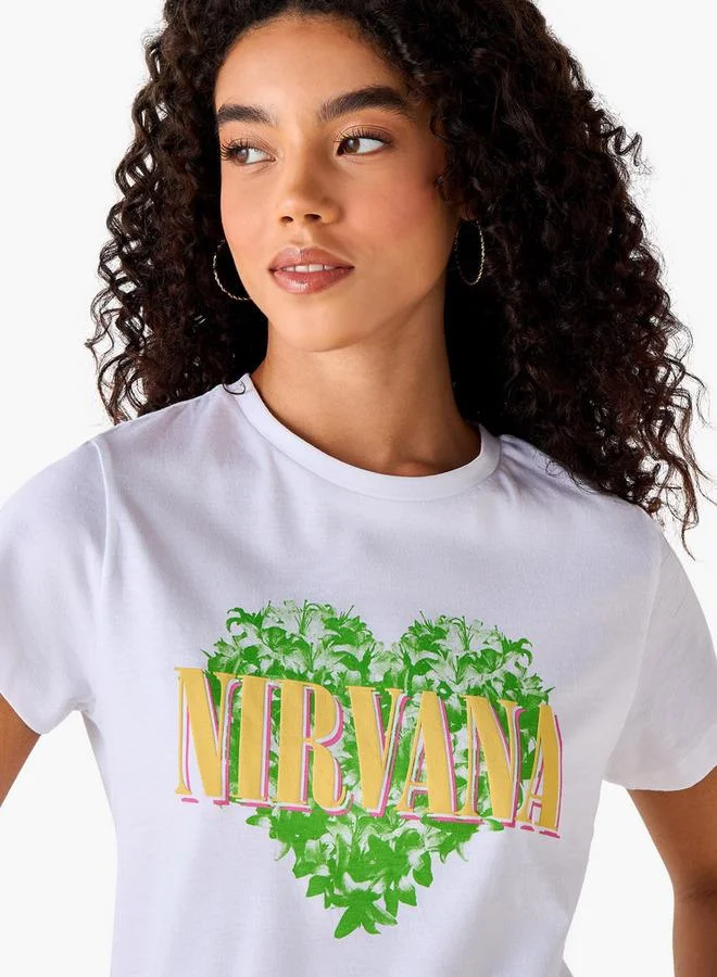 SP Characters Regular Fit Cotton T-shirt with Nirvana Print