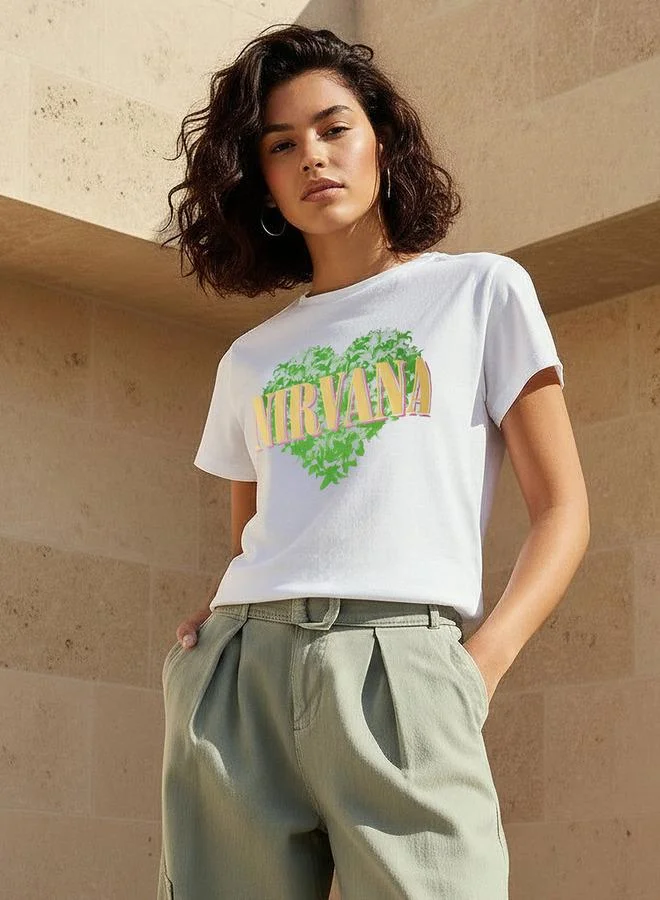 SP Characters Regular Fit Cotton T shirt with Nirvana Print