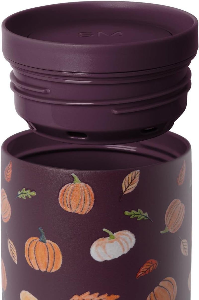 Simple Modern Market diverse application fit Halloween Signature Voyager | 16oz Travel Coffee Mug Tumbler with 360° Lid | Gifts for Women Men | Ceramic-Lined Insulated Stainless Steel Cold Brew Iced Coffee Cup | Pumpkin & Leaves Daily wear upgraded resistant material - Image 3