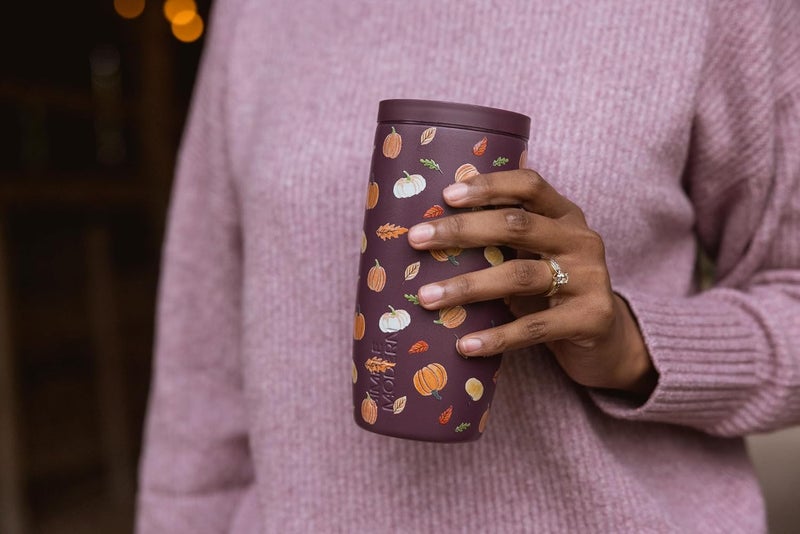 Simple Modern Market diverse application fit Halloween Signature Voyager | 16oz Travel Coffee Mug Tumbler with 360° Lid | Gifts for Women Men | Ceramic-Lined Insulated Stainless Steel Cold Brew Iced Coffee Cup | Pumpkin & Leaves Daily wear upgraded resistant material - Image 1