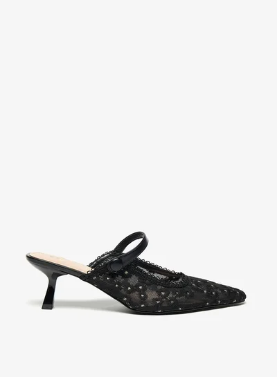 سيليست Women's Embellished Slip On Mules with Kitten Heels