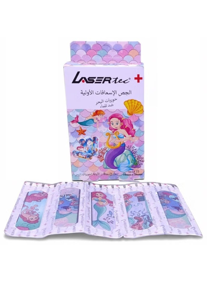 Lasertec Kids Mermaid Adhesive Plasters 19×56mm Fun & Gentle Bandages For Children 25 Pcs Pack - Image 3