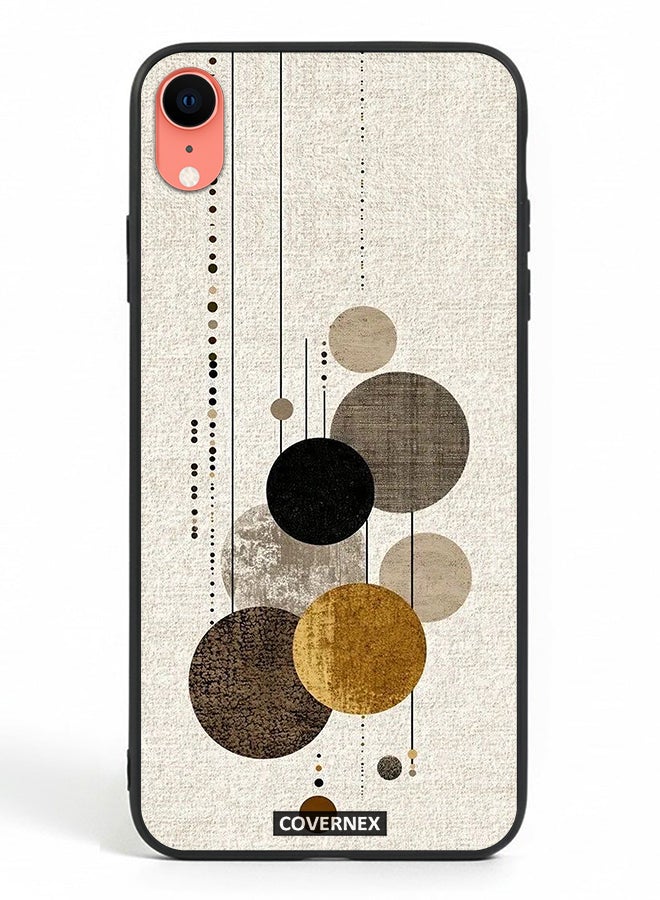 Covernex Apple iPhone XR Protective Case Cover Printed Featuring Neutral Tones Circular and Linear Art - Image 2