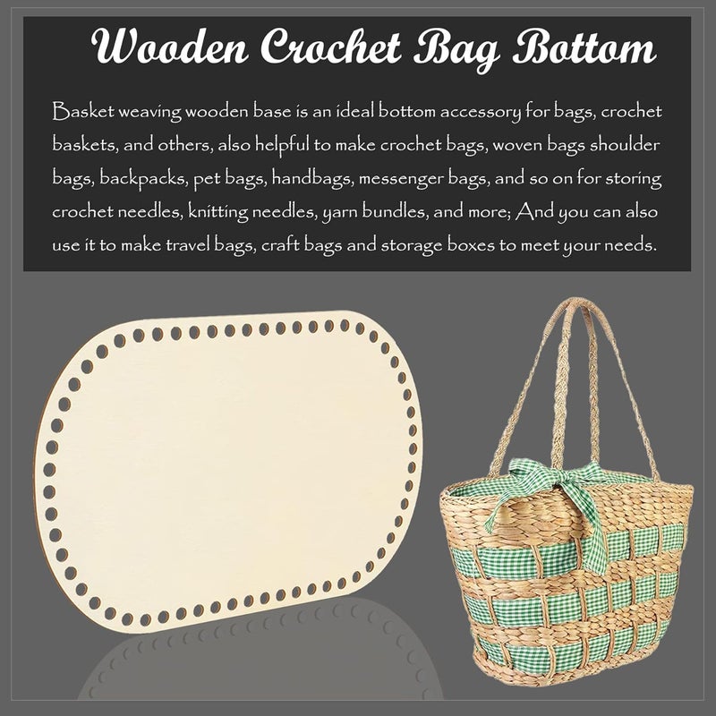 CLITHS 5 PCS Wooden Crochet Bag Bottom - 3 Oval & 2 Circle Wooden Basket Bottom Shaper Blank Crochet Base for DIY Basket Craft Weaving Making Supplies - Image 3