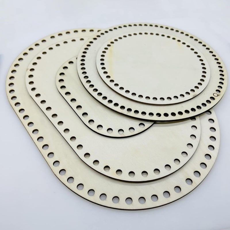 CLITHS 5 PCS Wooden Crochet Bag Bottom - 3 Oval & 2 Circle Wooden Basket Bottom Shaper Blank Crochet Base for DIY Basket Craft Weaving Making Supplies - Image 2