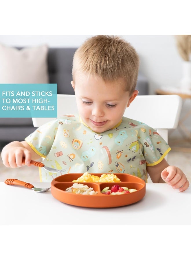 Bumkins Silicone Grip Dish, Suction Plate, Divided Plate, Baby Toddler Plate, BPA Free, Microwave and Dishwasher Safe â€“ Clay - Image 3
