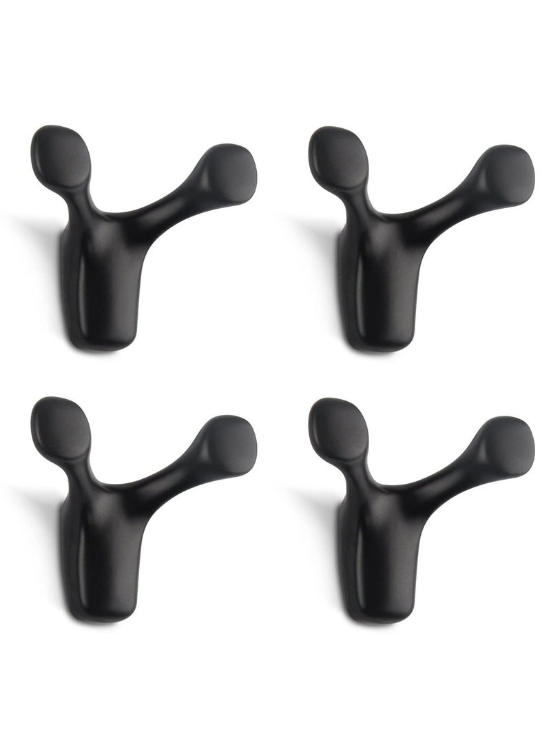SYOSI, 4pcs Wall Mounted Coat Hooks, Antler Double Prong Durable Hooks Heavy Duty, Minimalist Design Hook for Hat Key Towel, Bath Robe - Image 1