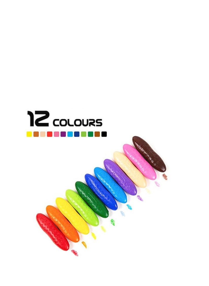 YPlus 12 Colors Space Crayon, Non-Toxic Crayons , Easy To Grip Washable Crayons, Safe Colouring Art school Supplies Gift Set For Kids - Image 3