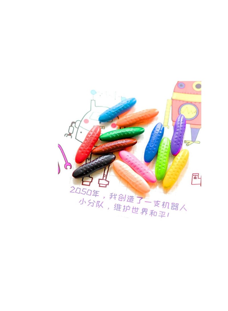 YPlus 12 Colors Space Crayon, Non-Toxic Crayons , Easy To Grip Washable Crayons, Safe Colouring Art school Supplies Gift Set For Kids - Image 5
