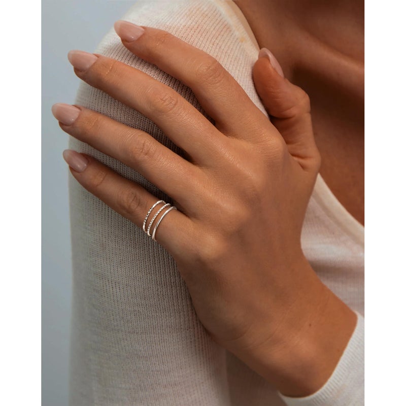 Gokeey Silver Pinky Rings for Women, Dainty Cute Non Tarnish Engagement Ring Set, Elegant Stackable Rings Wedding Jewelry - Image 2