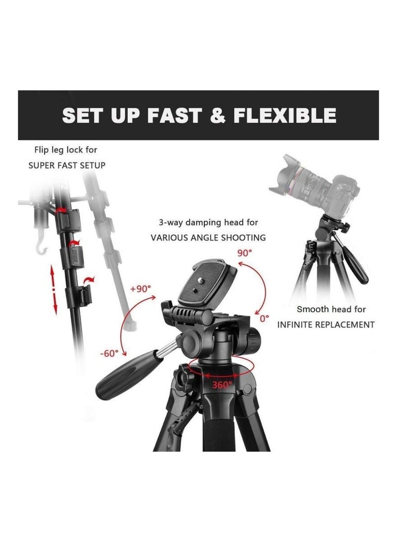 Jmary KP-2254 Professional Aluminum Tripod Monopod for All DSLR Cameras (Black) - Image 2