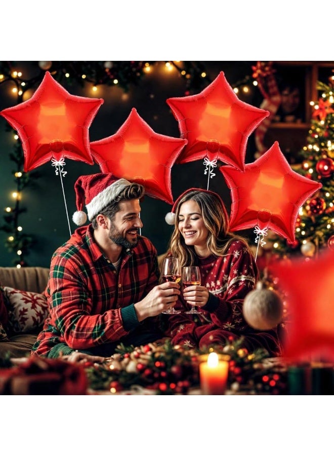 Red Star Balloons for Party Decoration – Pack of 6, 18 Inch Foil Balloons. Twinkling star-shaped red balloons ideal for red-themed birthdays, weddings, engagements, anniversaries, and bridal showers. Perfect for adding a festive and elegant touch to any celebration. - Image 5