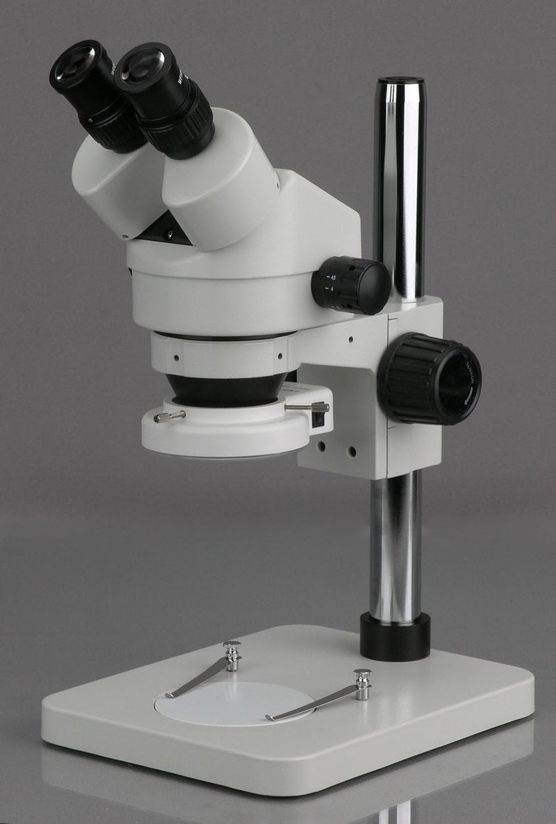 AmScope 7X45X Stereo Binocular Microscope with 14 Pillar Stand  64LED Ring Light - Image 3