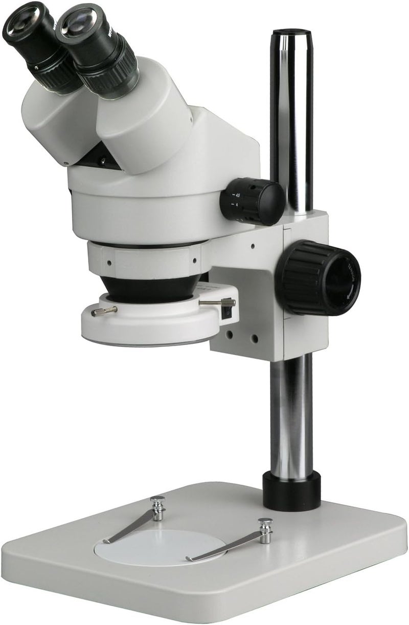AmScope 7X45X Stereo Binocular Microscope with 14 Pillar Stand  64LED Ring Light - Image 2